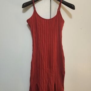 SHEIN Red Ribbed Mini Dress